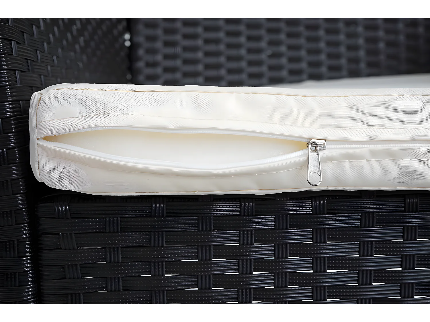 Poly-Rattan Sessel Halden (2er-Set), Anthrazit, Kissen creme