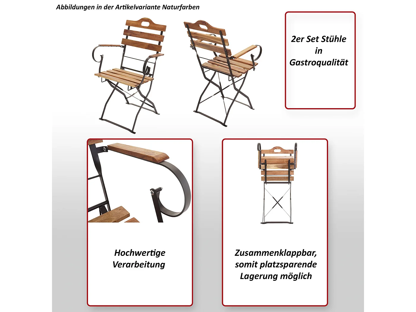 MCW-J40 biertuinstoel (set van 2),  natuurlijke kleur