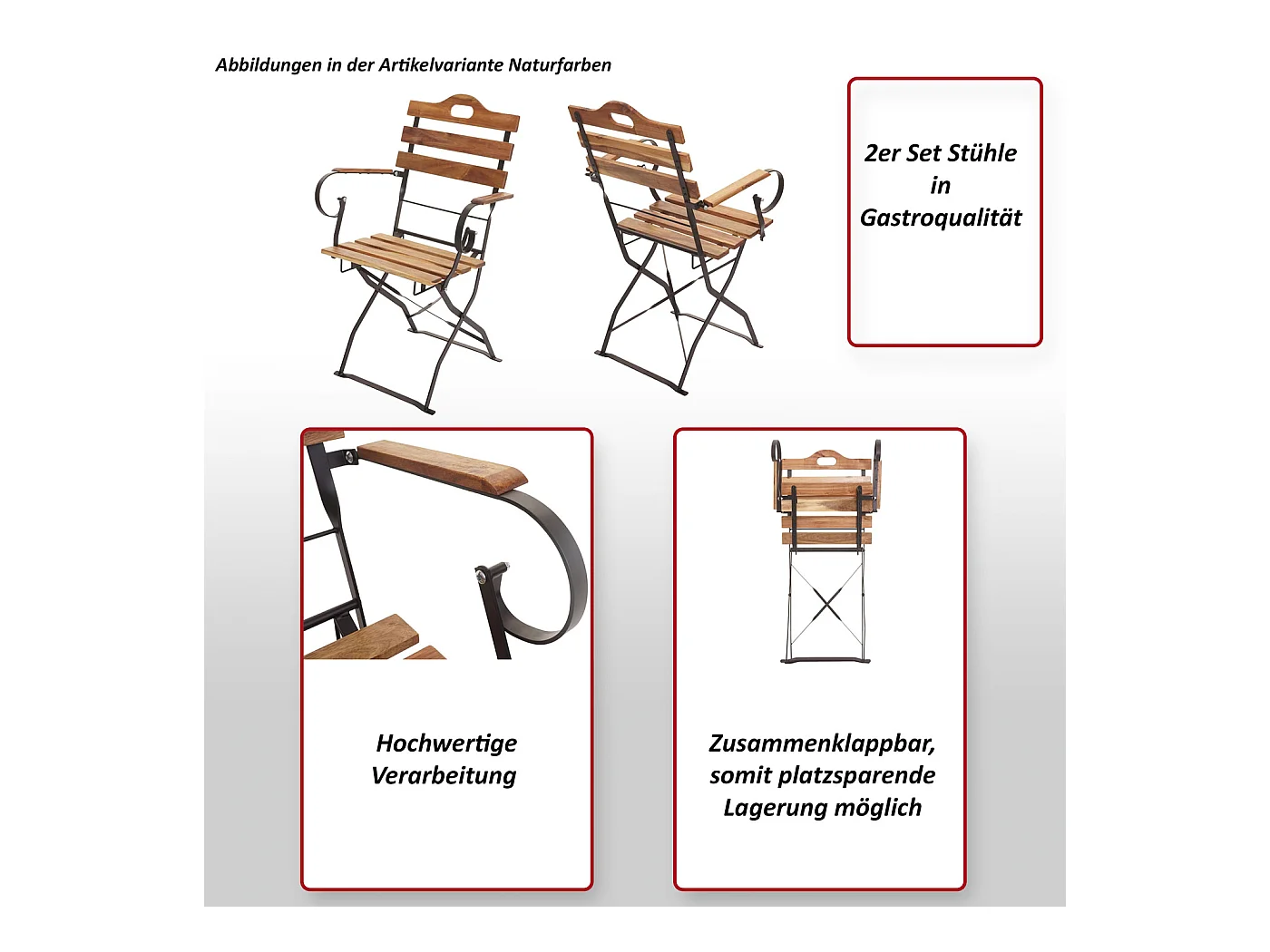 Chaise de brasserie MCW-J40 (lot de 2),  couleur naturelle