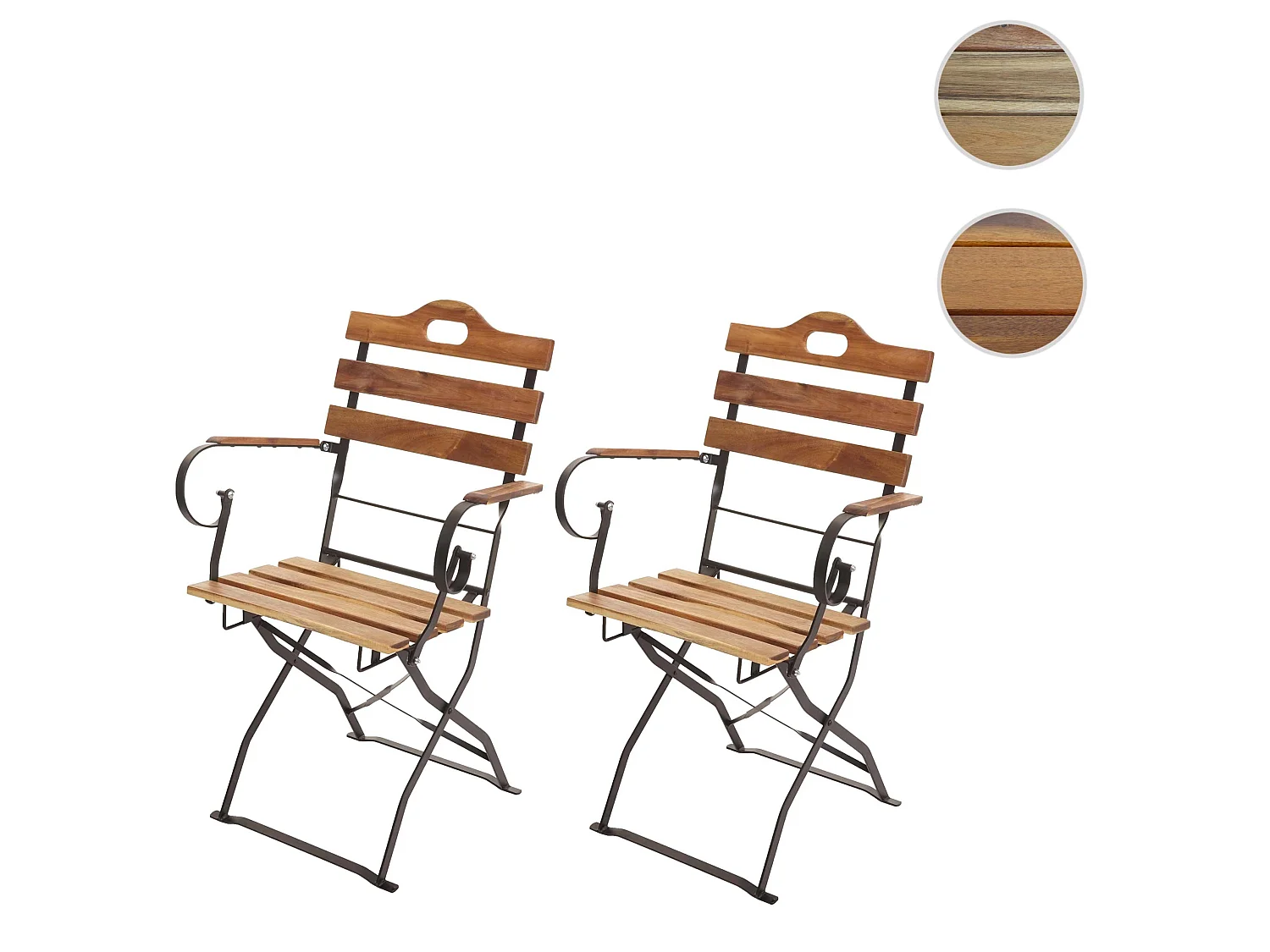 Biergartenstol MCW-J40 (sæt med 2 stk.),  naturfarvet