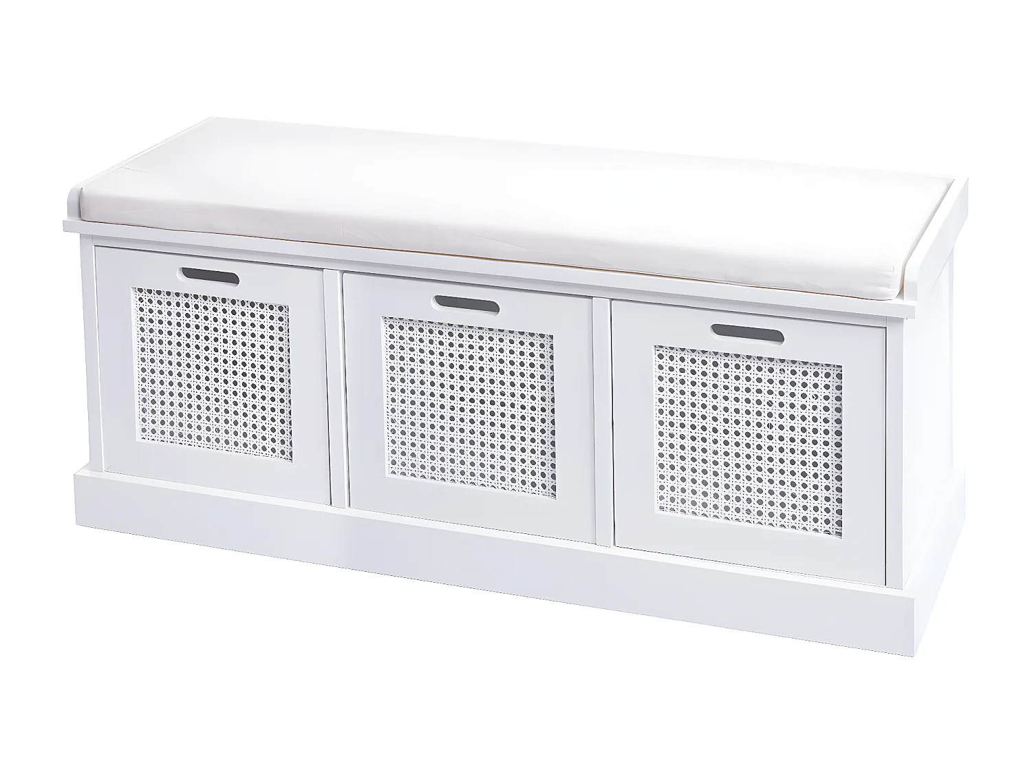 Banc MCW-J49 Boîtes de rangement,  blanc, rembourrage crème-blanc