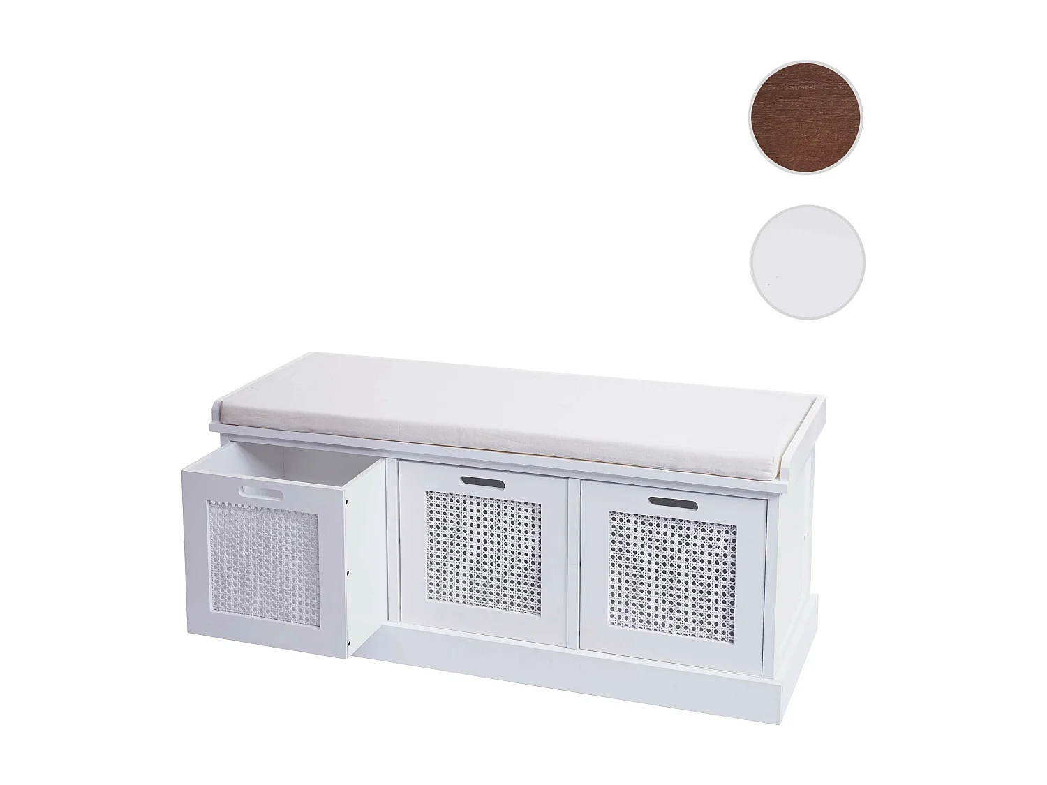 Banc MCW-J49 Boîtes de rangement,  blanc, rembourrage crème-blanc