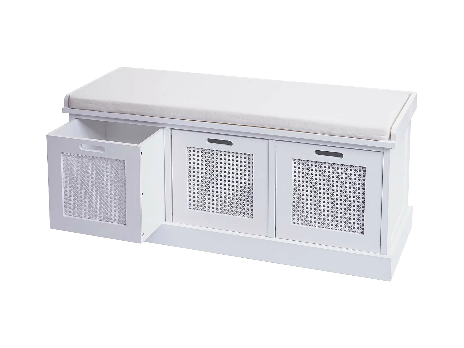 Banc MCW-J49 Boîtes de rangement,  blanc, rembourrage crème-blanc