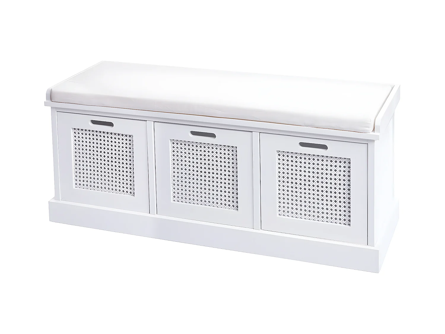 Banco MCW-J49 Cajas de almacenamiento,  blanco, tapizado crema-blanco