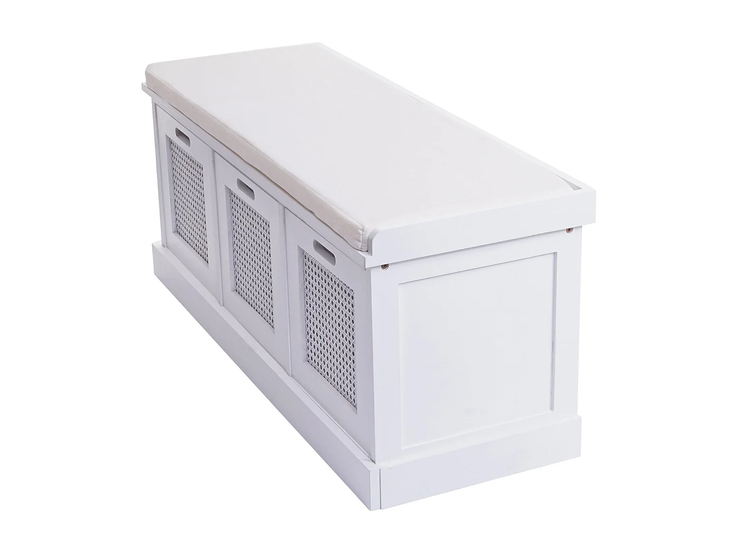 Banc MCW-J49 Boîtes de rangement,  blanc, rembourrage crème-blanc