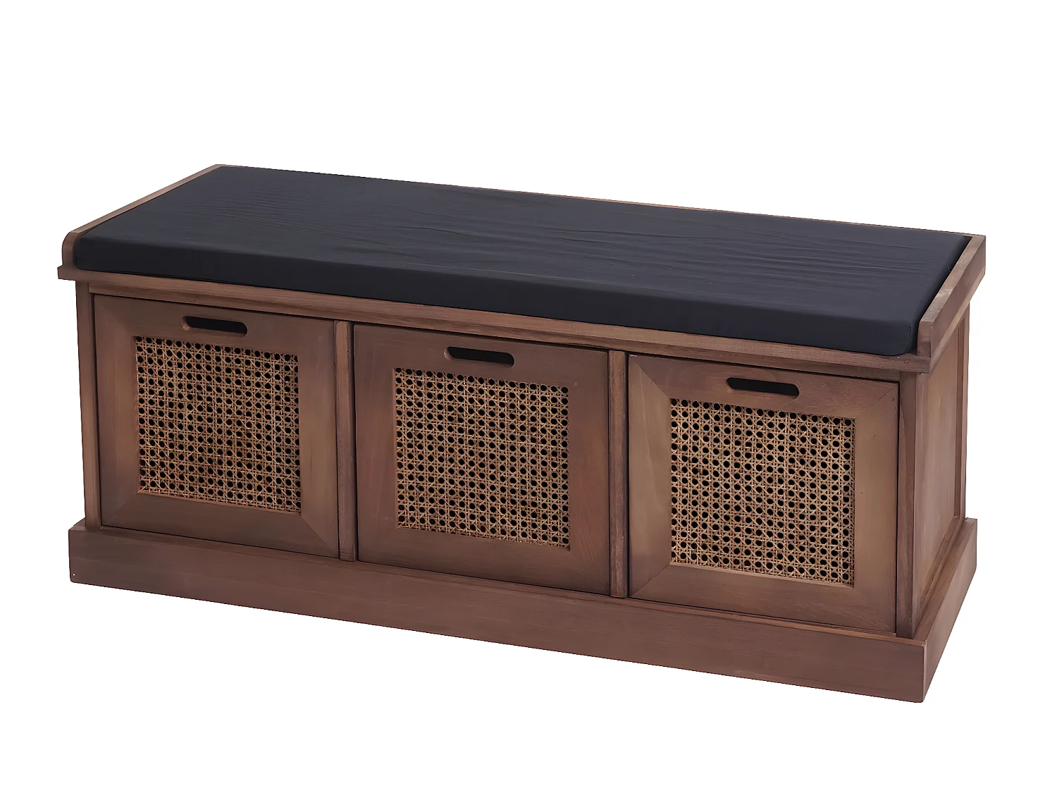 Banc MCW-J49 Boîtes de rangement,  marron, rembourrage noir