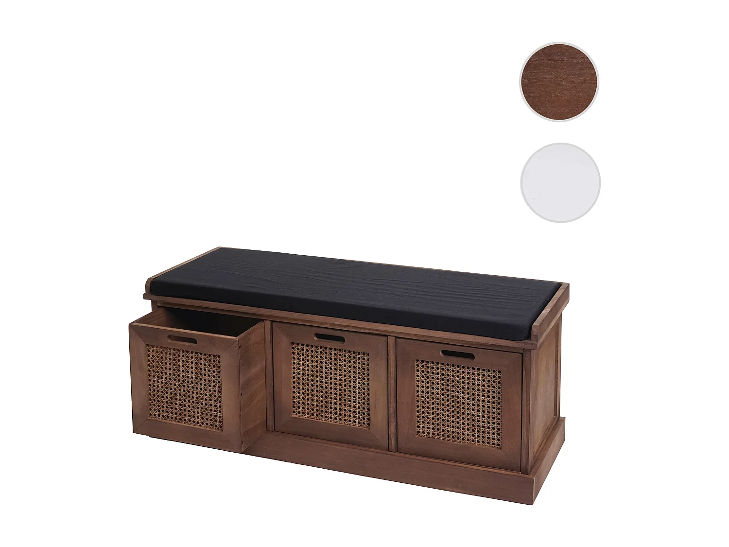 Banc MCW-J49 Boîtes de rangement,  marron, rembourrage noir