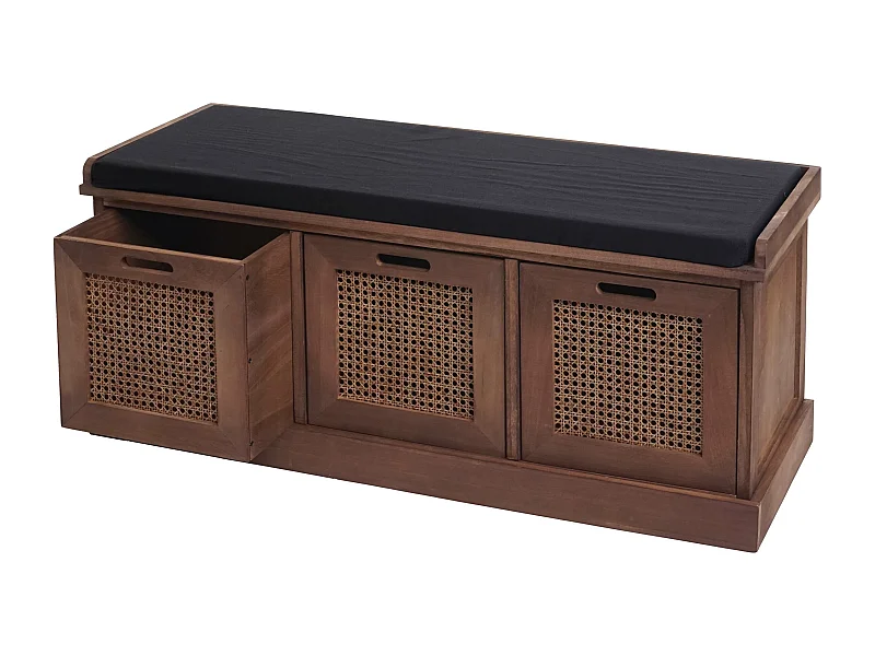 Sitzbank MCW-J49 Aufbewahrungsboxen, Braun, Polster schwarz