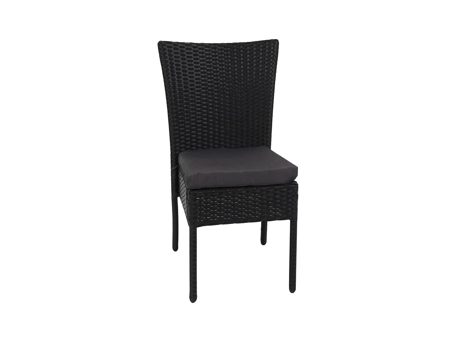 Set 2x sedie esterno giardino impilabili polyrattan MCW-G19 nero cuscini grigio scuro