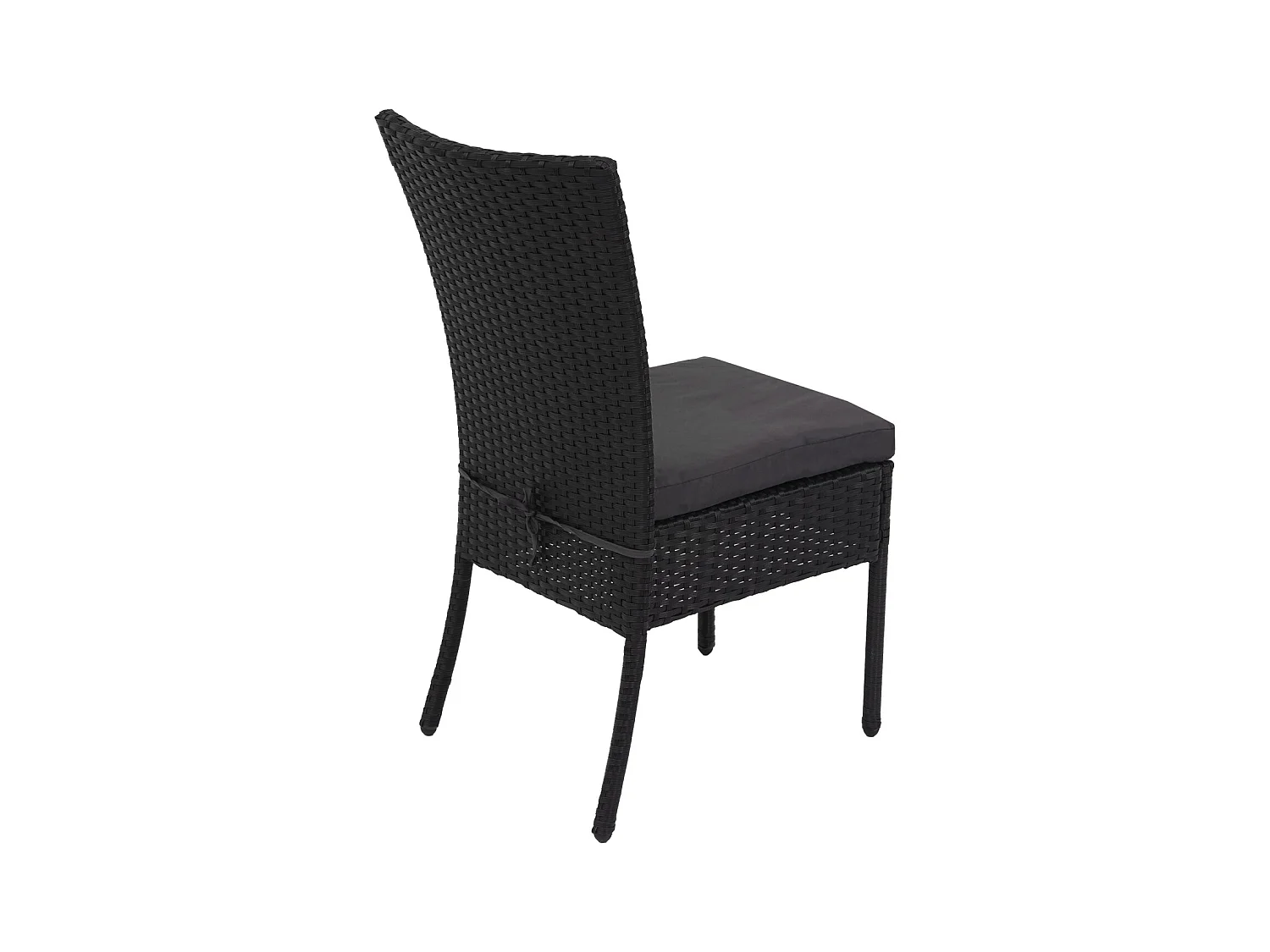 Set 2x sedie esterno giardino impilabili polyrattan MCW-G19 nero cuscini grigio scuro