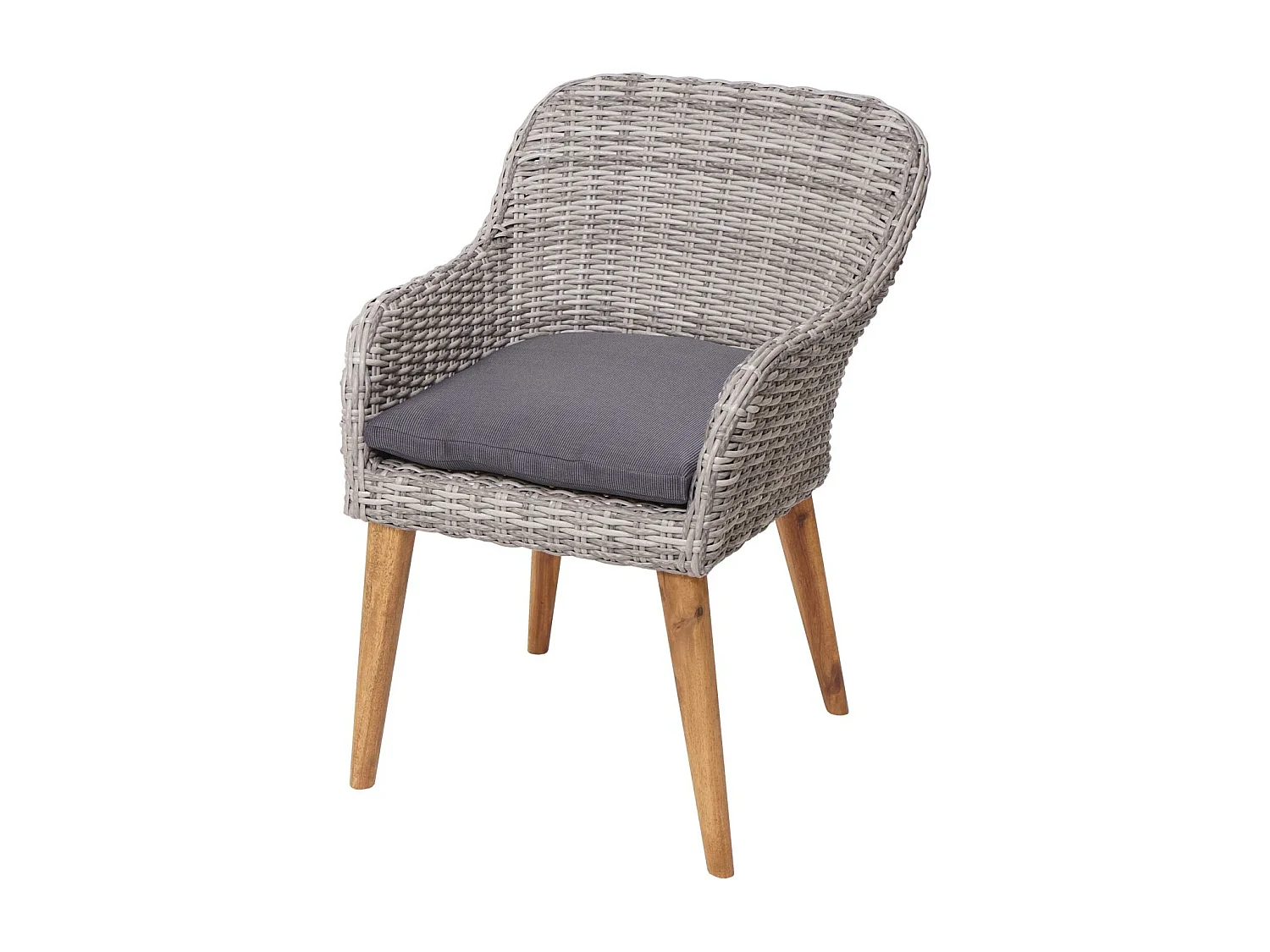 Poly-Rattan Gartenstuhl MCW-H65 2er Set, Grau, Kissen dunkelgrau