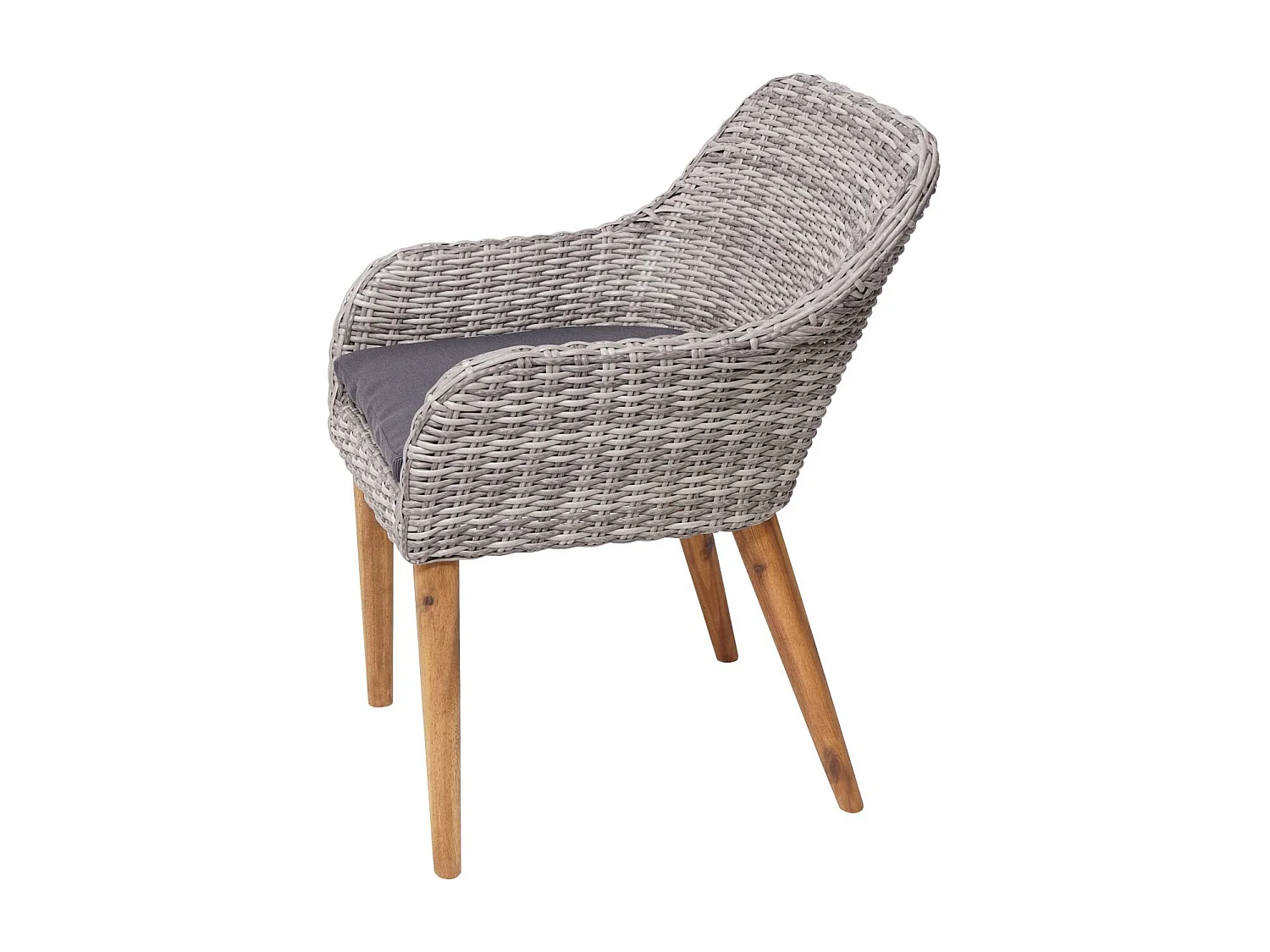 Poly-Rattan Gartenstuhl MCW-H65 2er Set, Grau, Kissen dunkelgrau