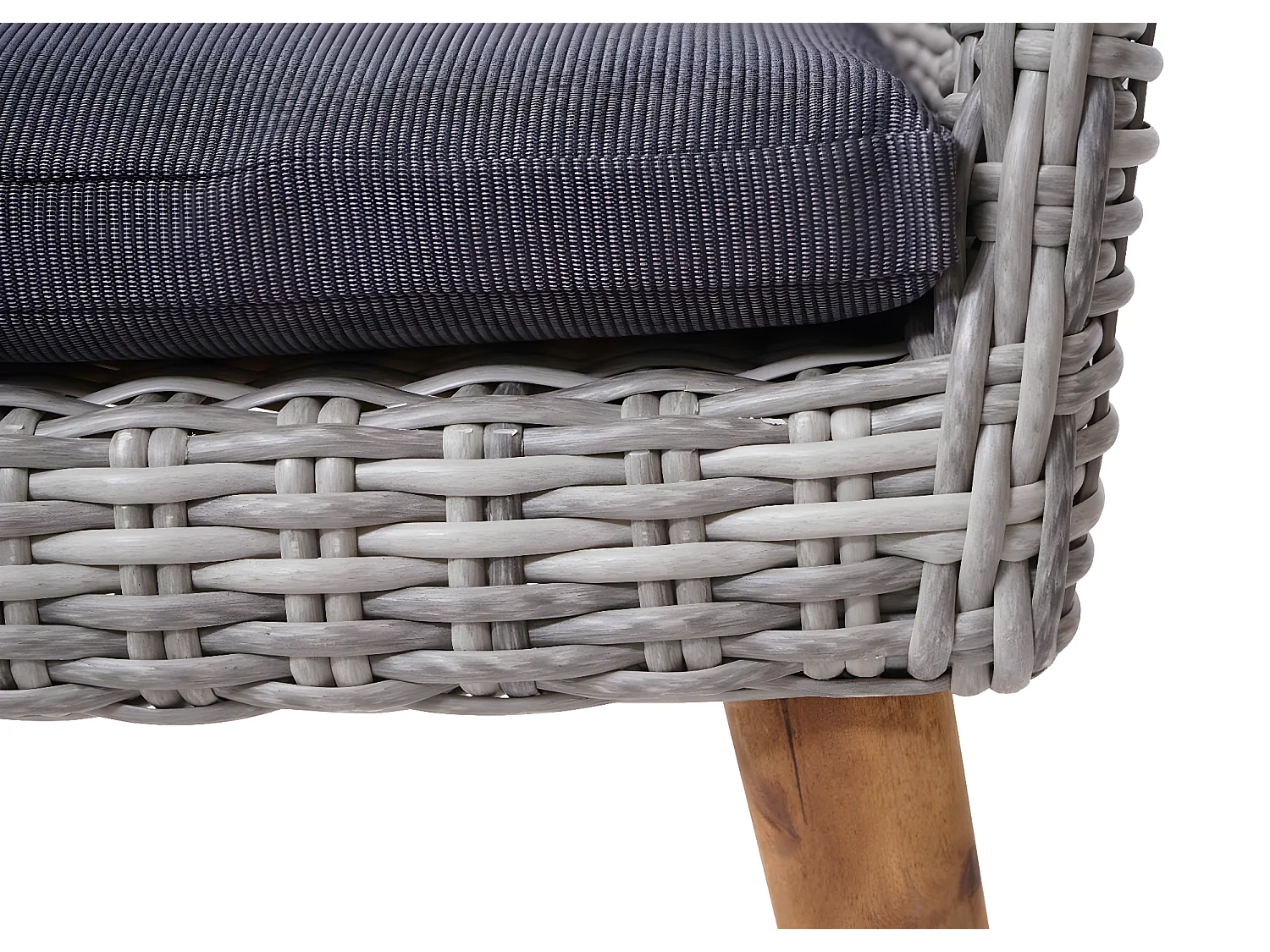 Poly-Rattan Gartenstuhl MCW-H65 2er Set, Grau, Kissen dunkelgrau