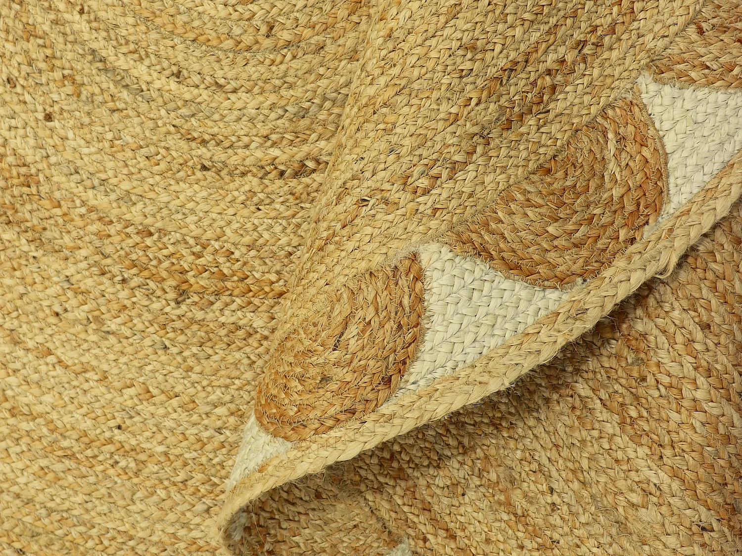 Rond tapijt met bloemenvorm van 100% jute - D150 cm - Naturel - INDIRA