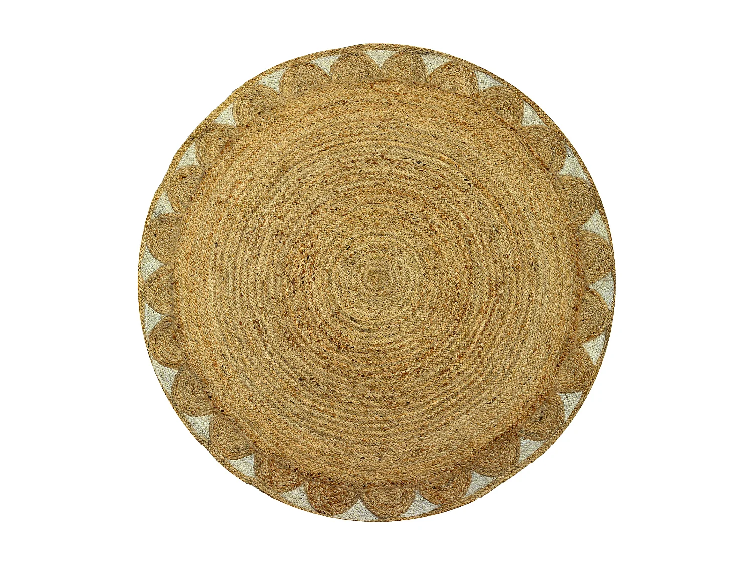 Rond tapijt met bloemenvorm van 100% jute - D150 cm - Naturel - INDIRA