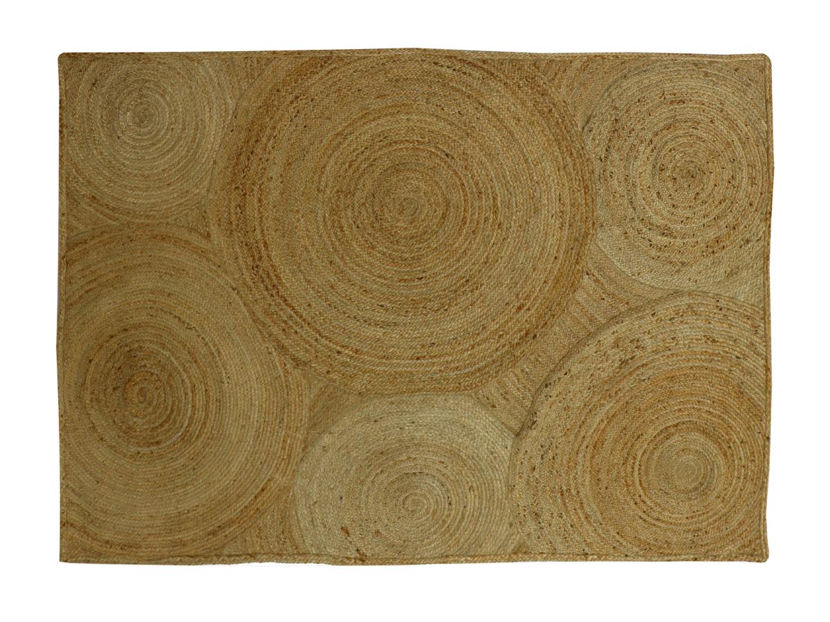 Teppich rechteckig - 100 % geflochtene Jute - Kreismotive - 160 x 230 cm - günstig online kaufen