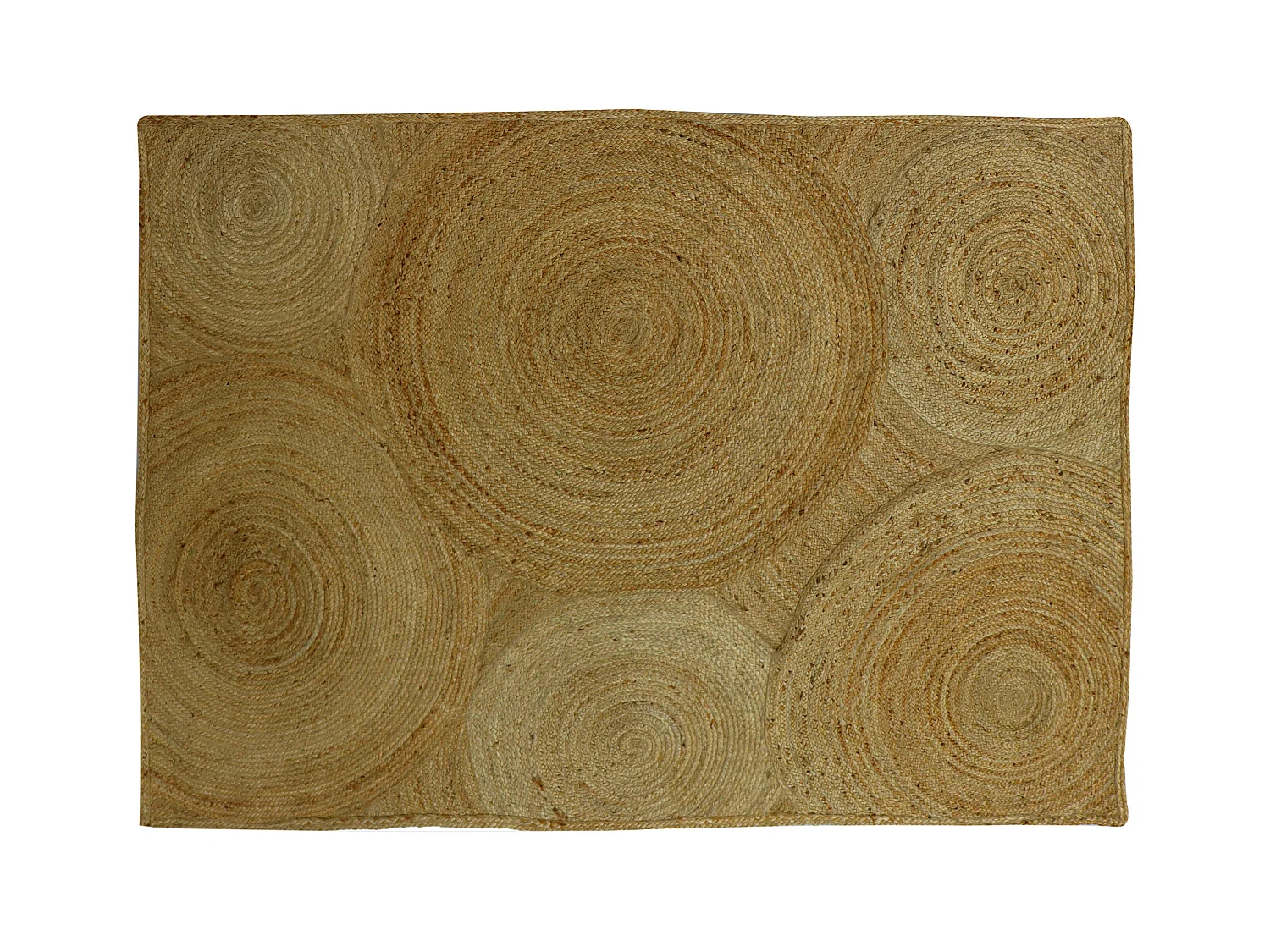 Rechthoekig tapijt van 100% gevlochten jute - Cirkelvormige motieven - 160 x 230 cm - Naturel - YVAYA