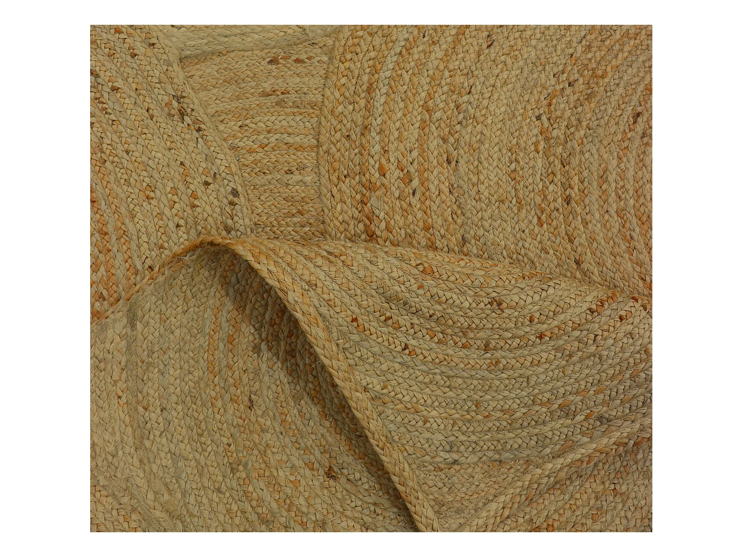 Rechthoekig tapijt van 100% gevlochten jute - Cirkelvormige motieven - 160 x 230 cm - Naturel - YVAYA