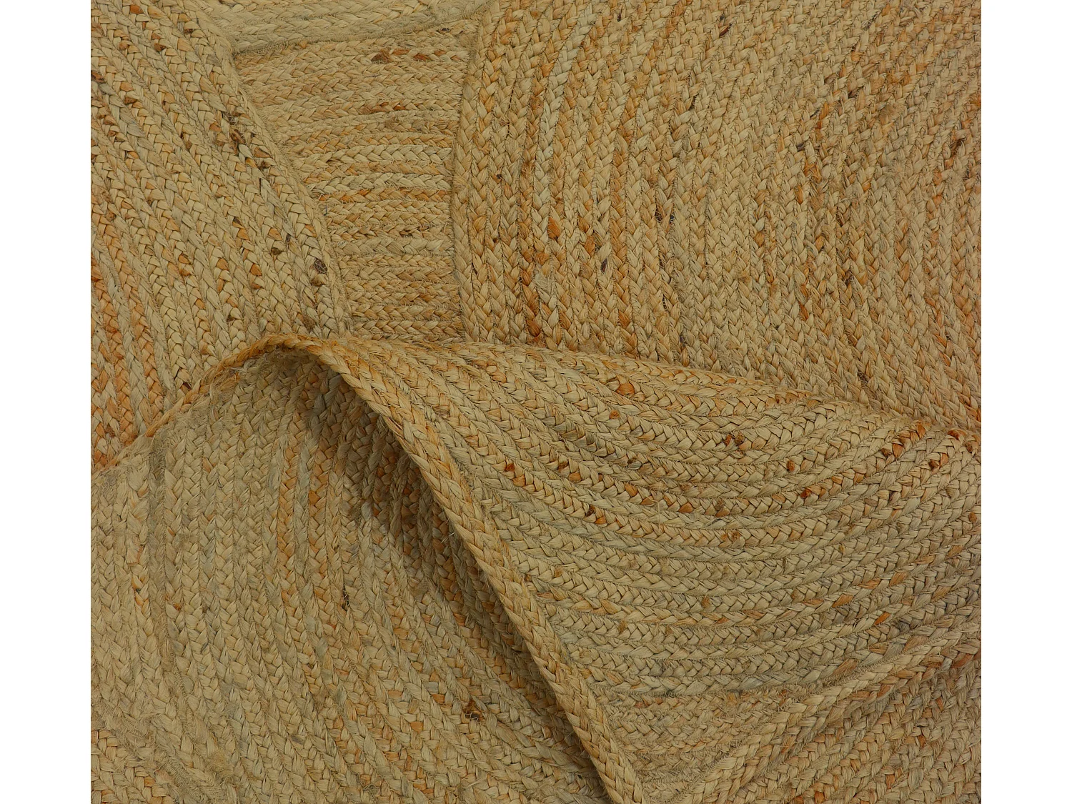 Teppich rechteckig - 100 % geflochtene Jute - Kreismotive - 160 x 230 cm - Naturfarben - YVAYA