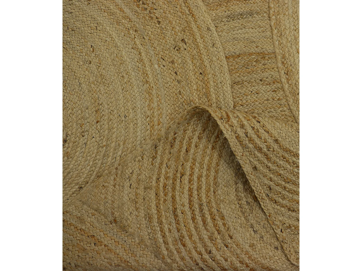 Rechthoekig tapijt van 100% gevlochten jute - Cirkelvormige motieven - 200 x 290 cm - Naturel - YVAYA