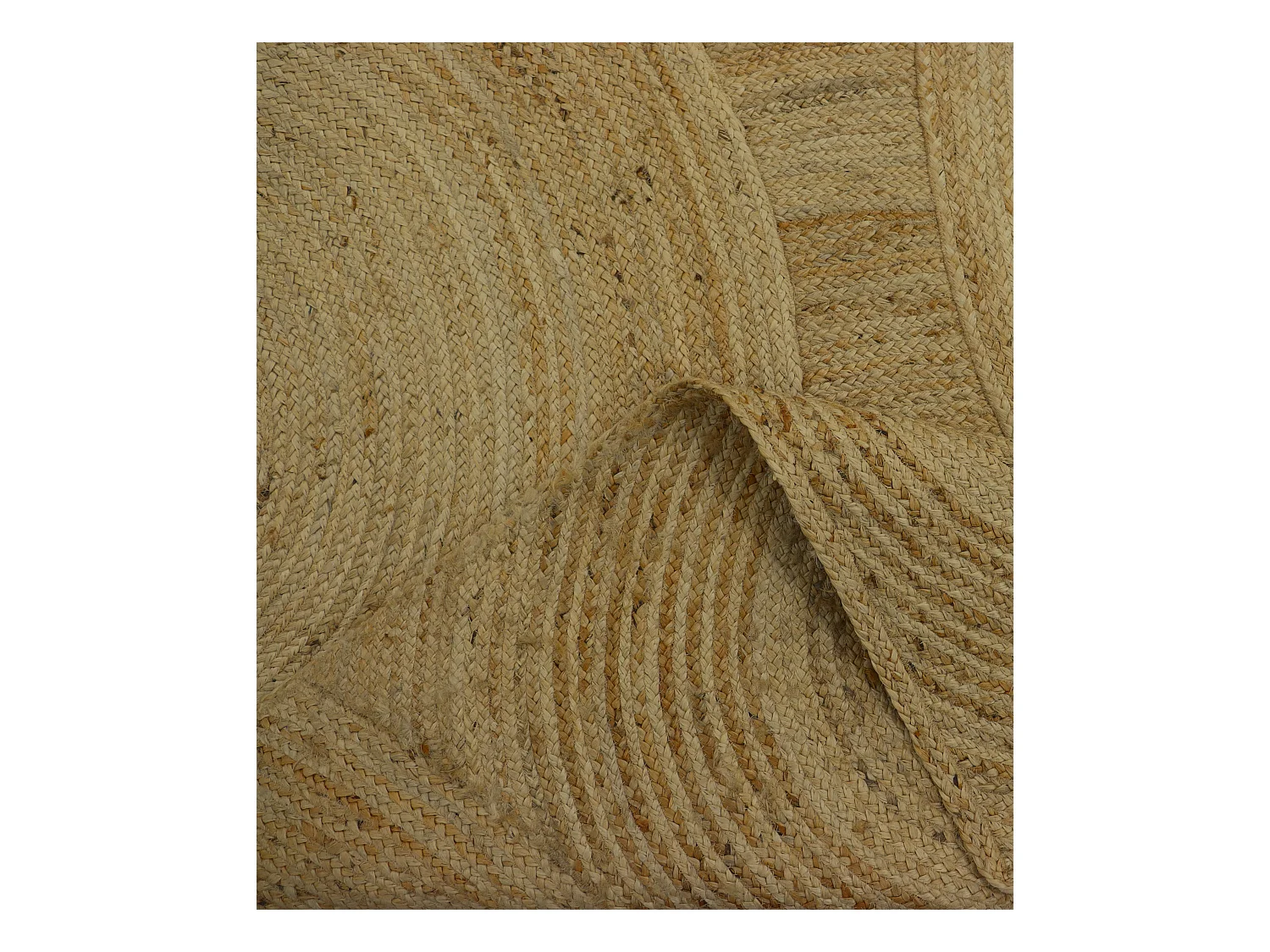 Tapis rectangle 100% jute tressé - Motifs circulaires - 200 x 290 cm - Naturel - YVAYA
