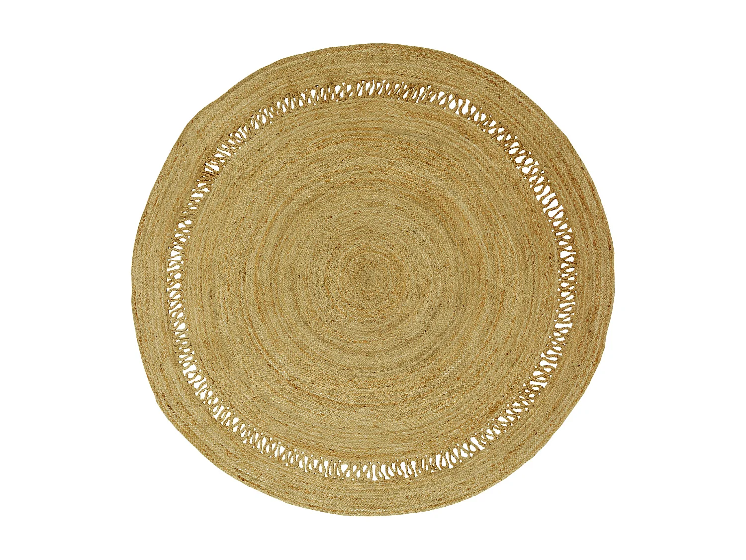 Teppich rund, durchbrochen - 100 % Jute - 200 cm - Naturfarben - ALYA