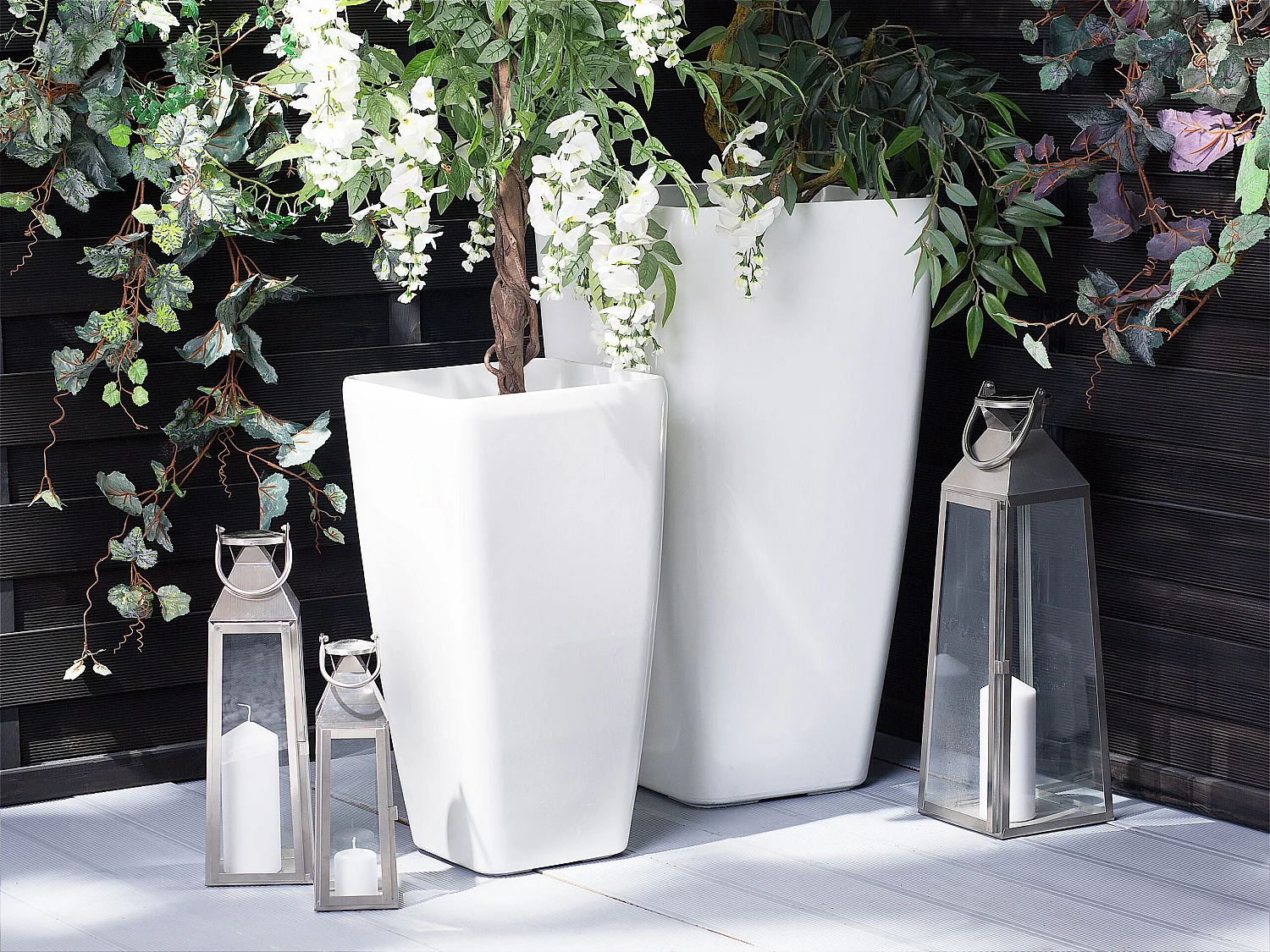 Lot de 2 pots de fleurs MODI 30 cm Blanc