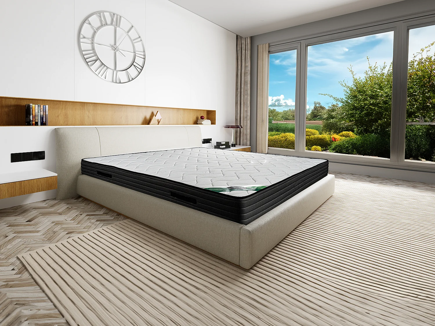 Matelas 180 x 200 cm mousse et coutil bambou ép.25cm - BERENDI de NATUREA