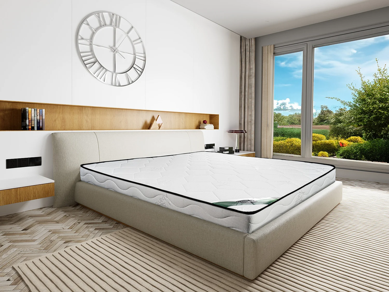 Matelas 160 x 200 cm mousse et coutil bambou ép.15cm - KANANI de NATUREA