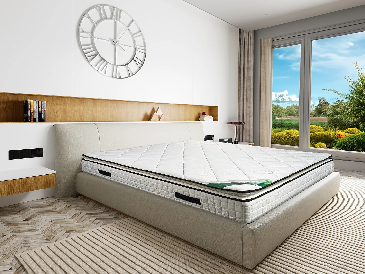 Matelas 180 x 200 cm mousse et coutil bambou ép.23cm - ADANA de NATUREA