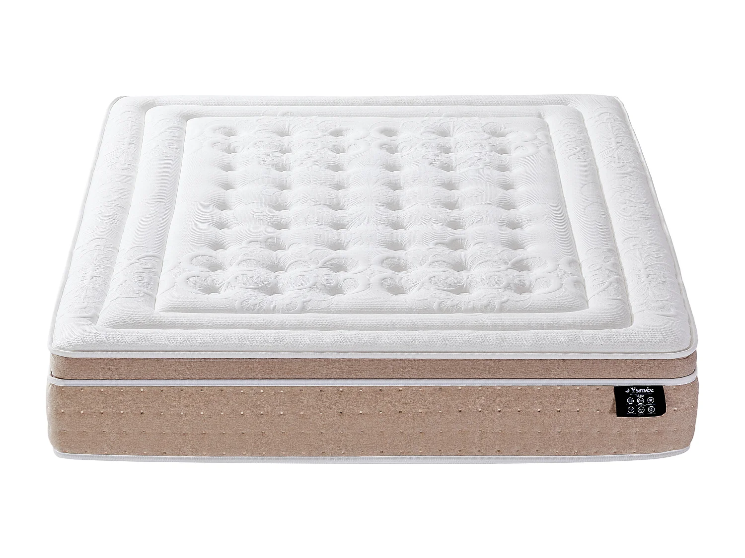 Matelas 140 x 190 cm hybride ressorts ensachés 7 zones et gel à mémoire de forme rafraichissant ép.30cm - NAZILI de YSMÉE