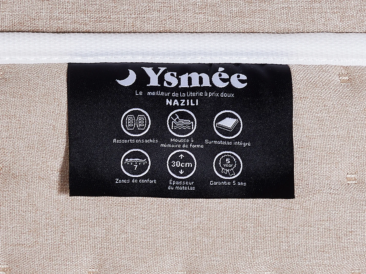 Matelas 140 x 190 cm hybride ressorts ensachés 7 zones et gel à mémoire de forme rafraichissant ép.30cm - NAZILI de YSMÉE