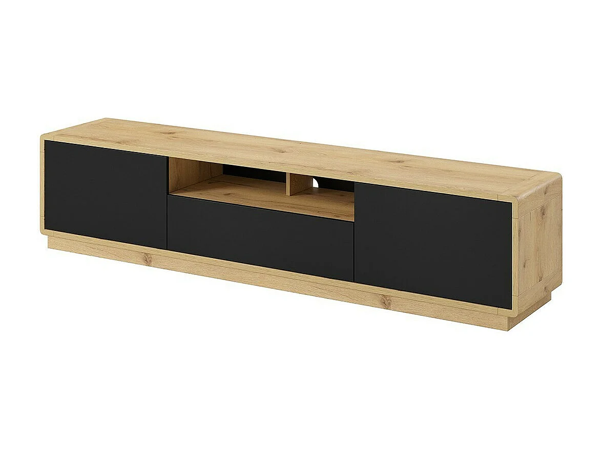 TV-meubel 200cm collectie VILLA. Kleur eiken en matzwart