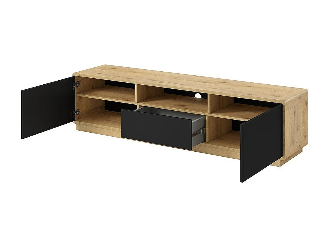 Mueble para TV 180cm colección VILLA. Color roble y negro mate.