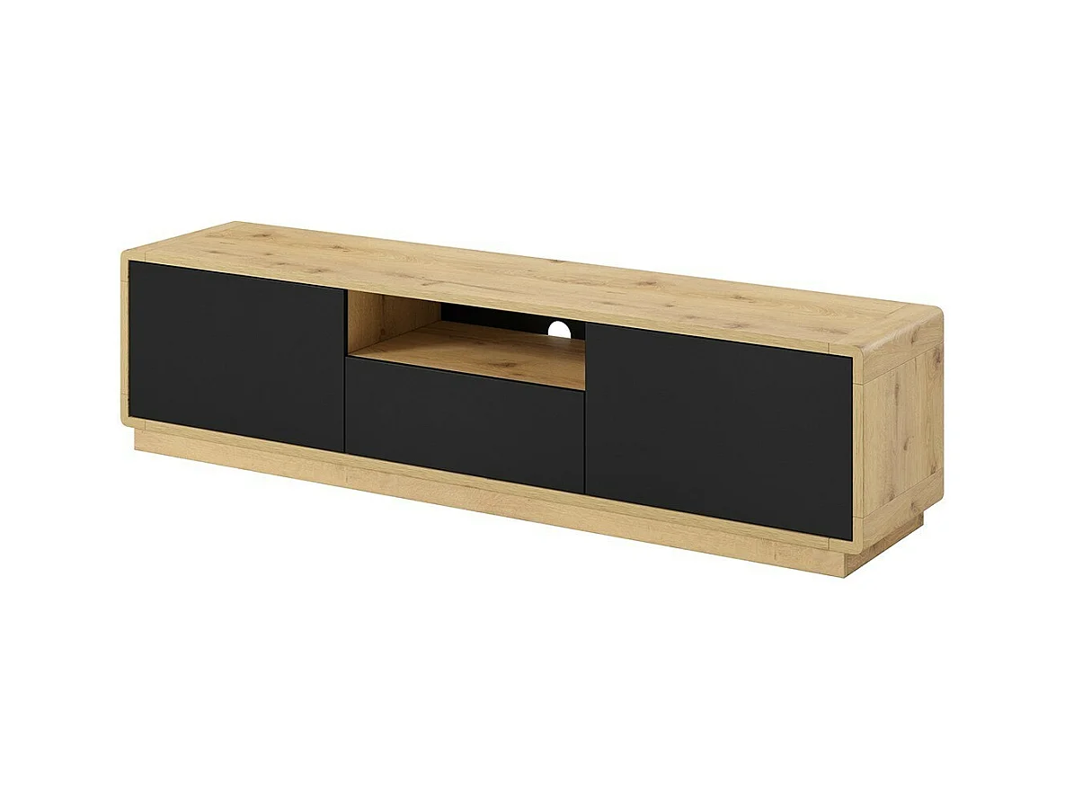 Meuble TV 180cm collection VILLA. Couleur chêne et noir mat