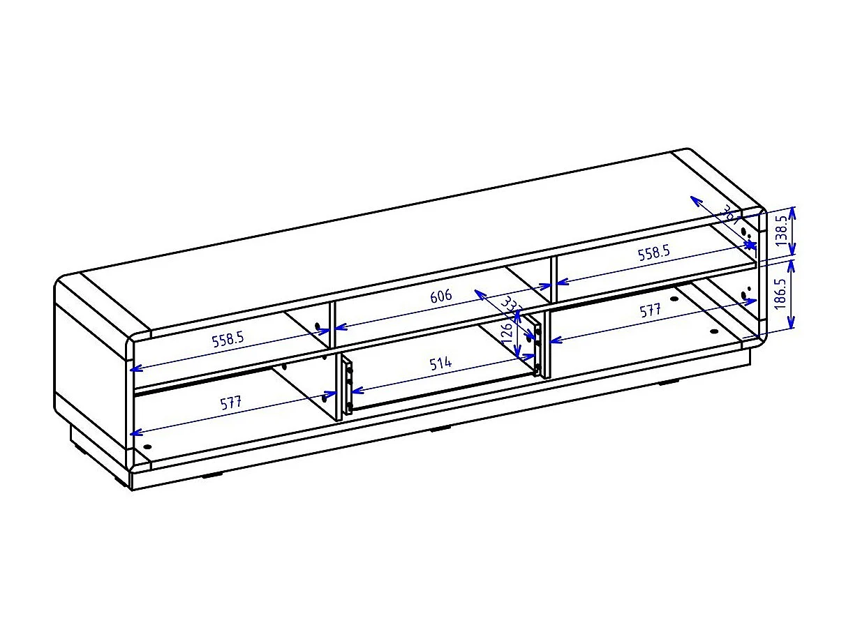 Meuble TV 180cm collection VILLA. Couleur chêne et noir mat