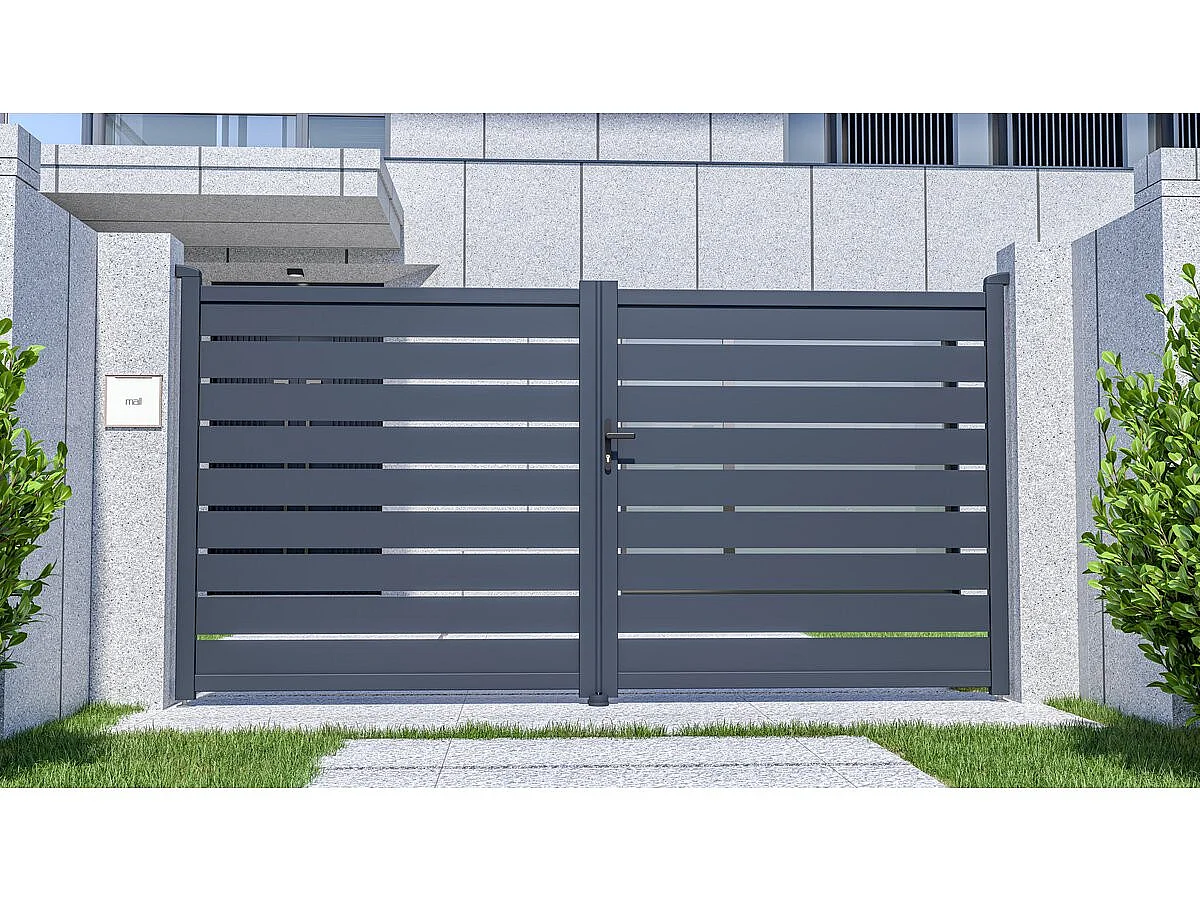 Aluminium Dubbelport "Bastien" - 350 x 176 cm - Antracit - Stilren, Säker, Funktionell