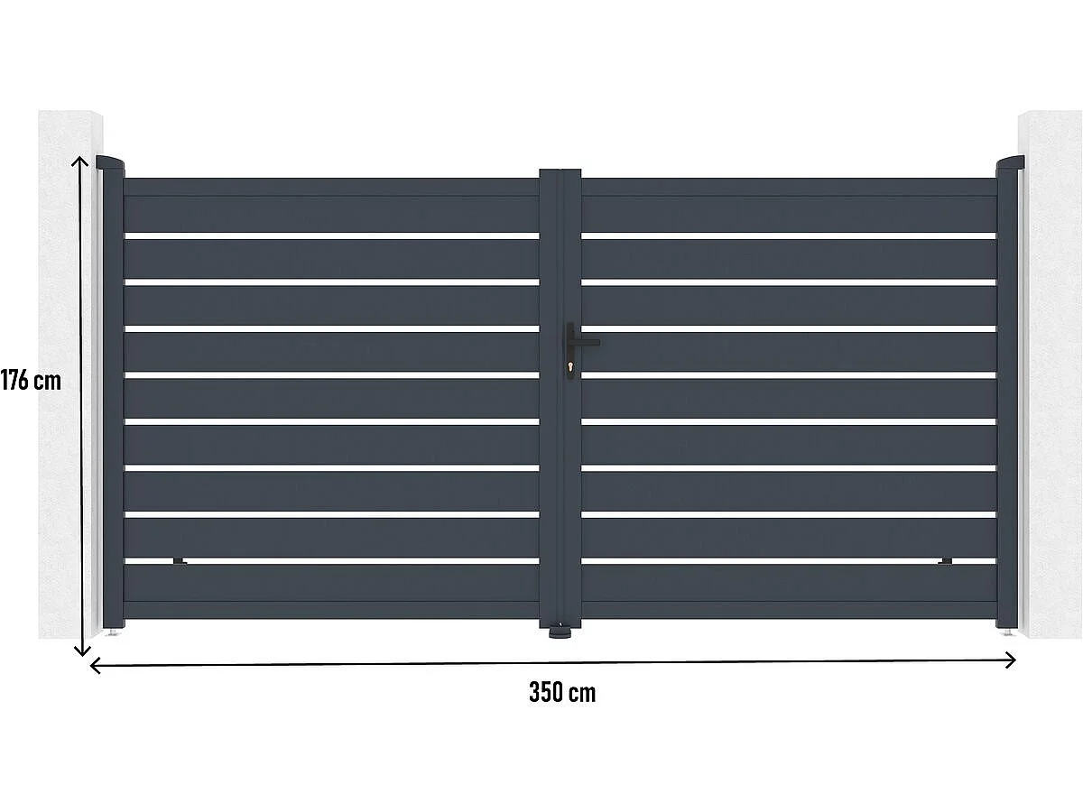 Aluminium Dubbelport "Bastien" - 350 x 176 cm - Antracit - Stilren, Säker, Funktionell