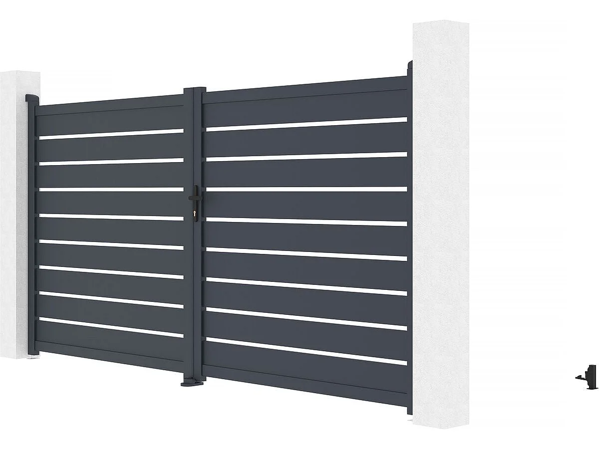 Aluminium Dubbelport "Bastien" - 350 x 176 cm - Antracit - Stilren, Säker, Funktionell