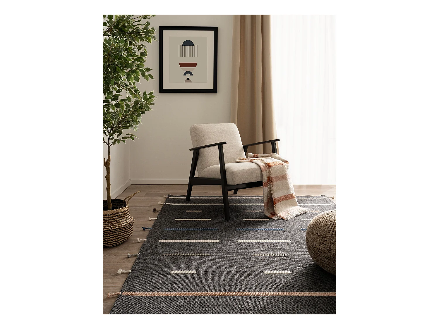 Teppich 200x290 - Anthrazit - Juniper Boho
