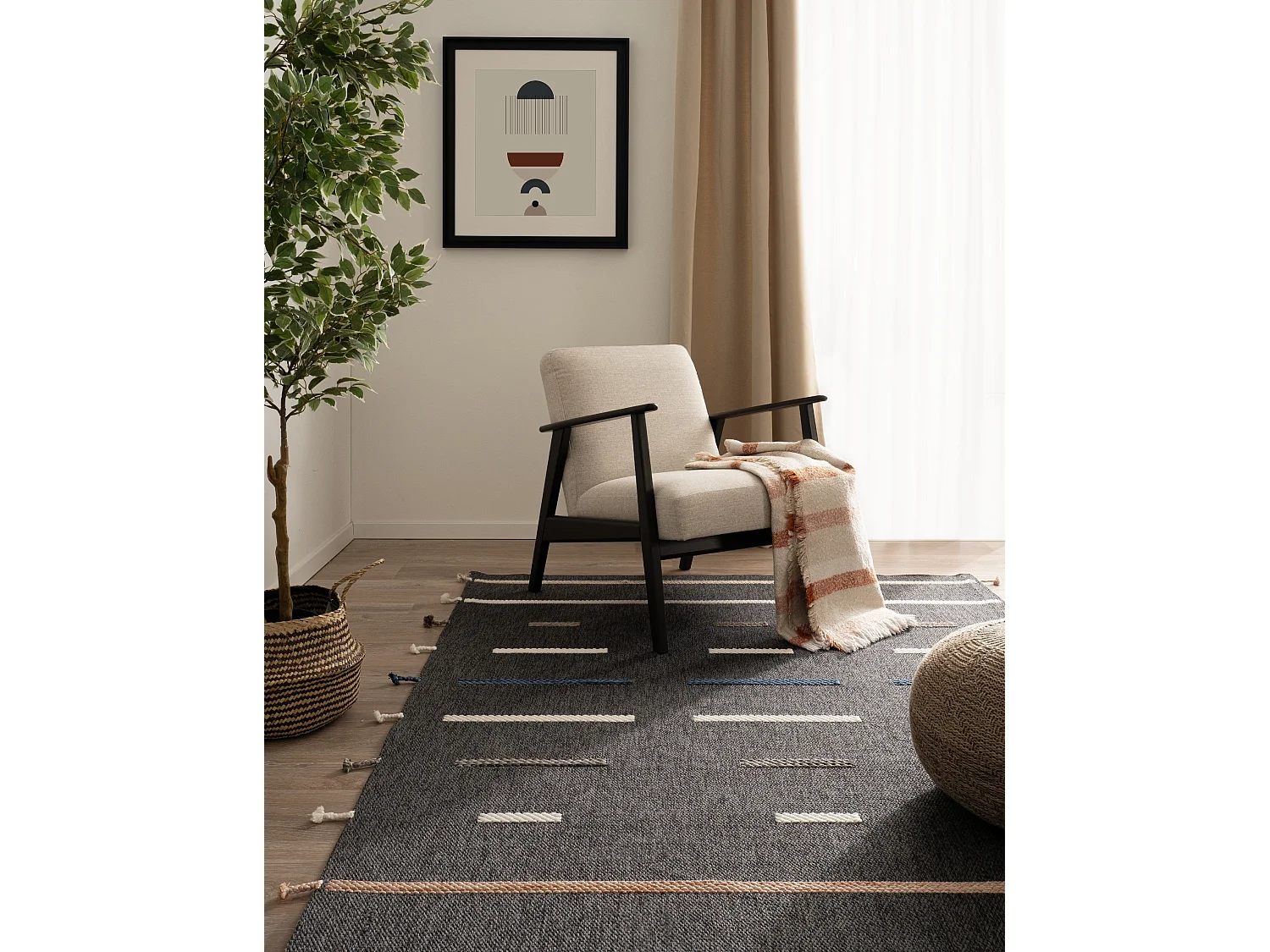 Tapijt - 290x200 - Antraciet - Juniper Boho