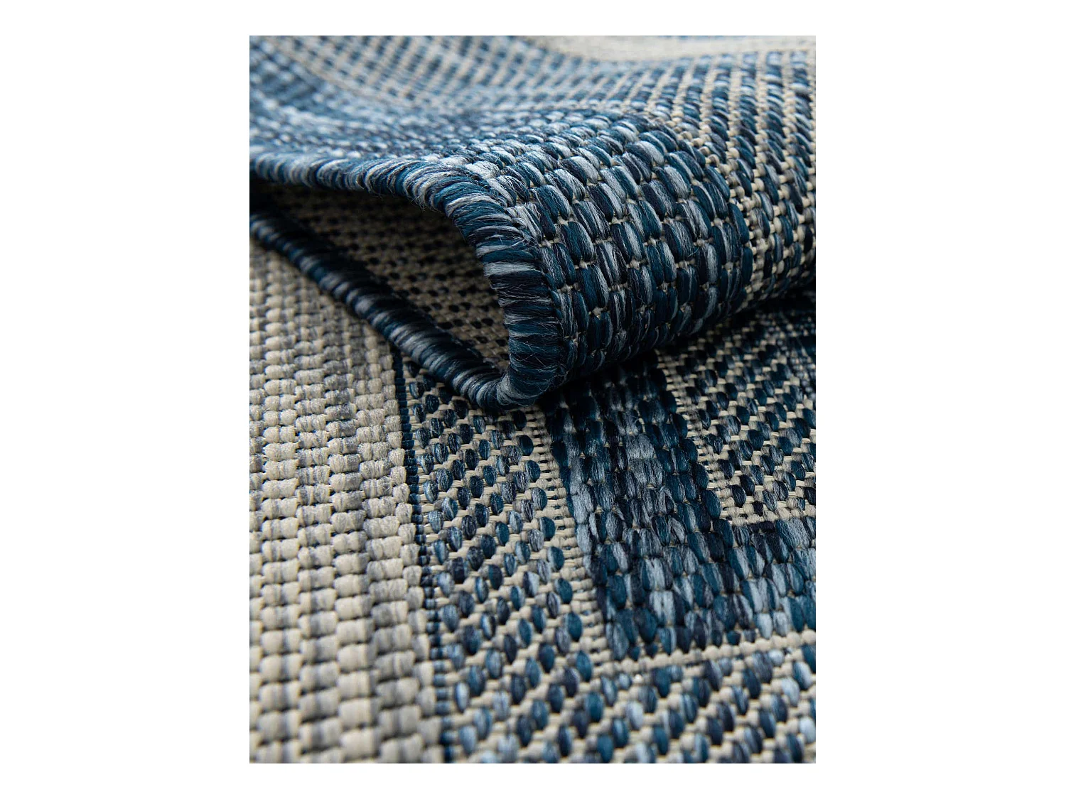 Tapis d'Extérieur 122x122 - Bleu - Tulum Border