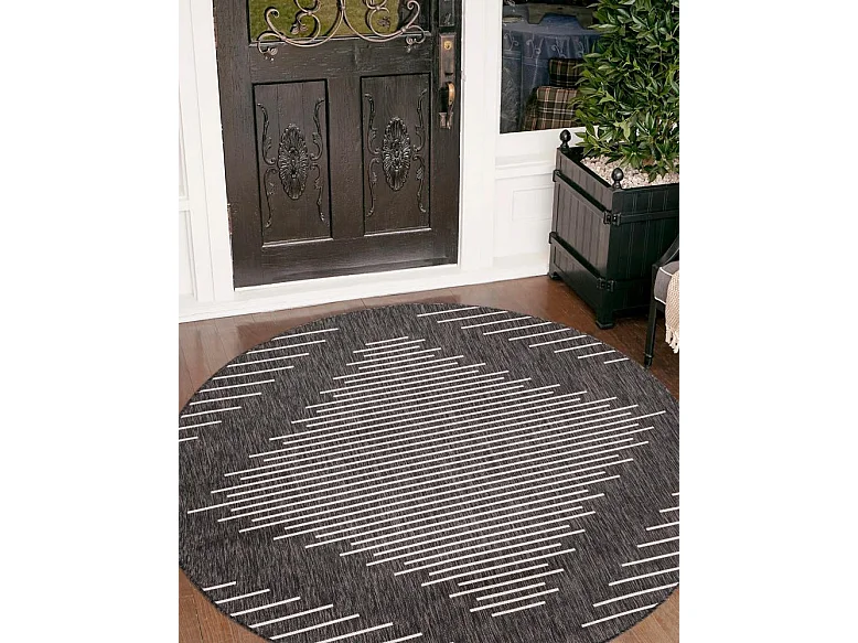 Tapis d'Extérieur 185x185 - Anthracite - Tulum Symetry