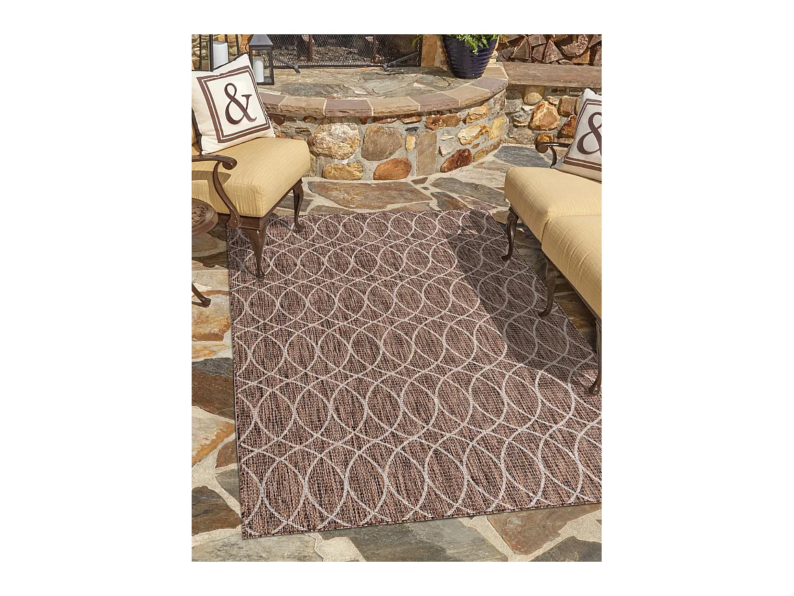 Tapis d'Extérieur 125x185 - Marron - Tulum Geometrical
