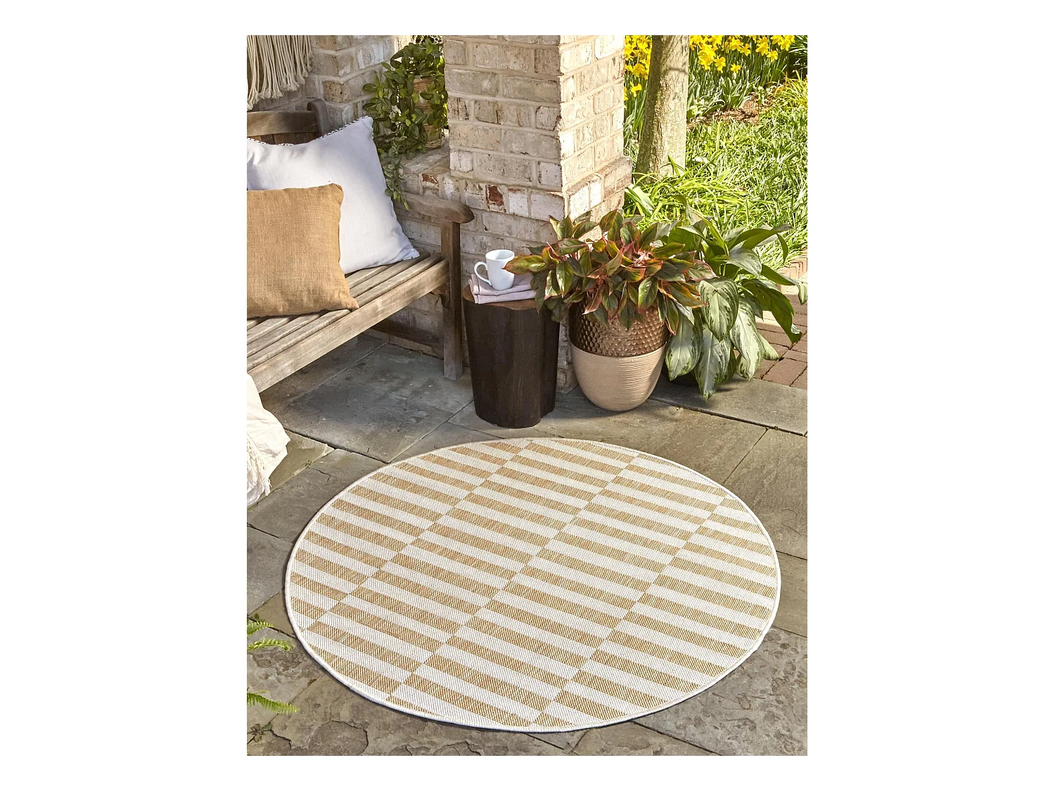 Tapis d'Extérieur 125x125 - Taupe - Tulum Tile