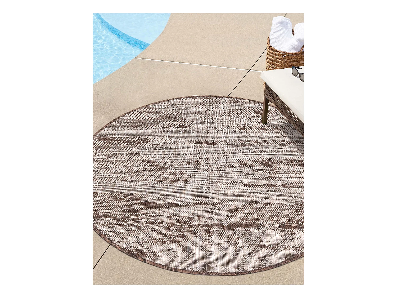 Tapis d'Extérieur 122x122 - Marron - Tulum Modern