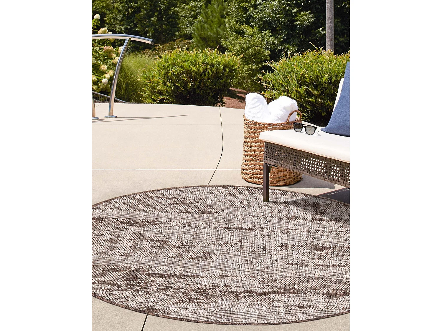 Outdoor Teppich 122x122 - Braun - Tulum Modern