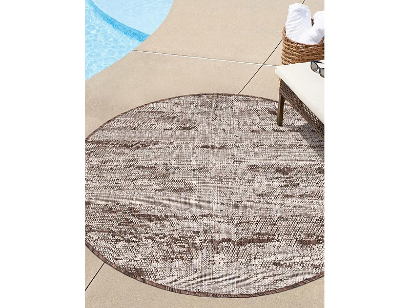 Tapis d'Extérieur 122x122 - Marron - Tulum Modern