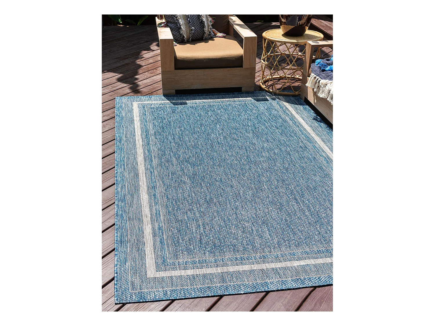 Tapis d'Extérieur 125x185 - Bleu - Tulum Border