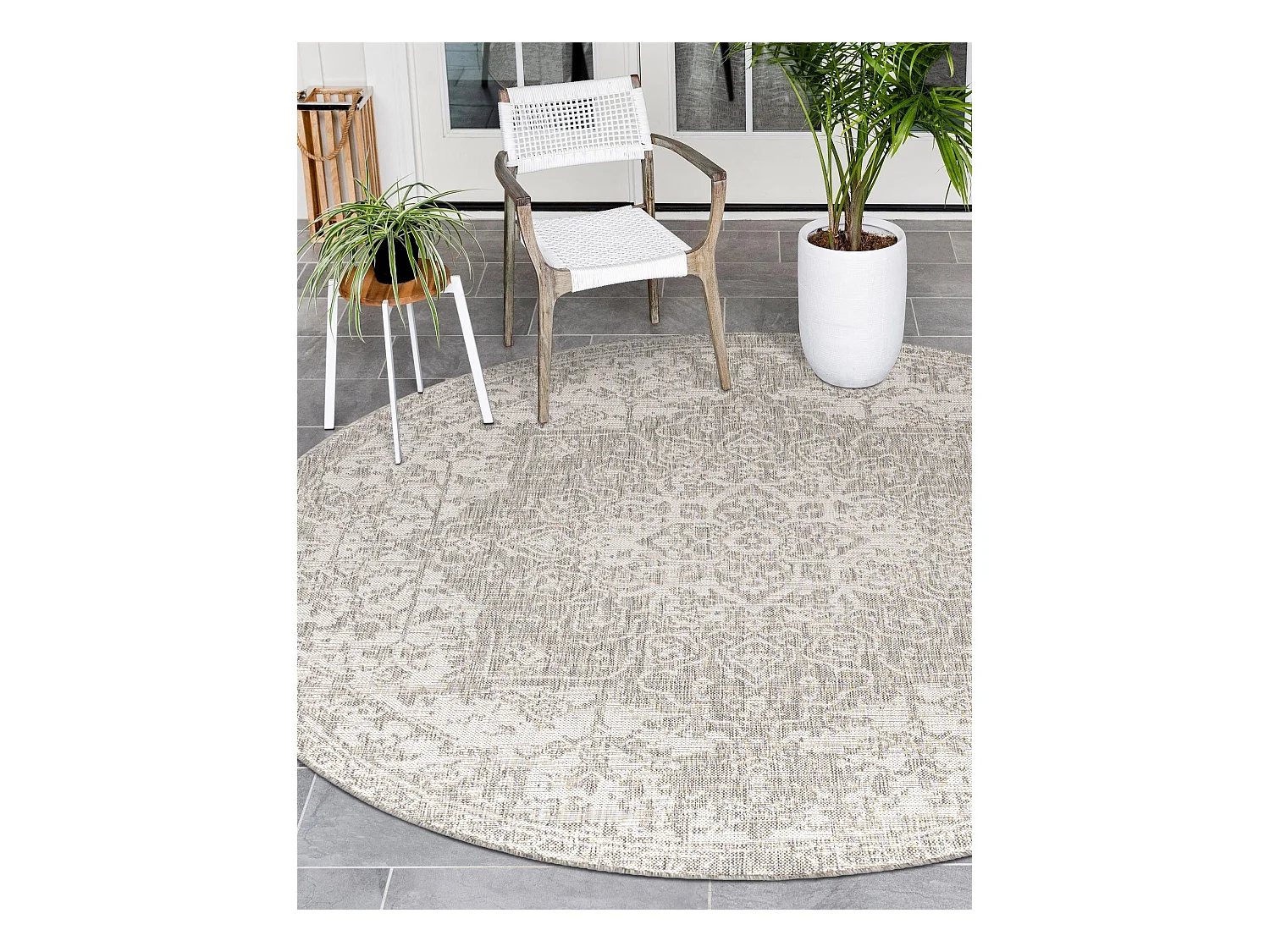 Tapis d'Extérieur 122x122 - Gris - Tulum Classical